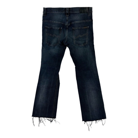 Nudie Organic Cotton Black Distressed Destroyed Cropped Fray Mens Jeans 33x26 - Picture 6 of 7